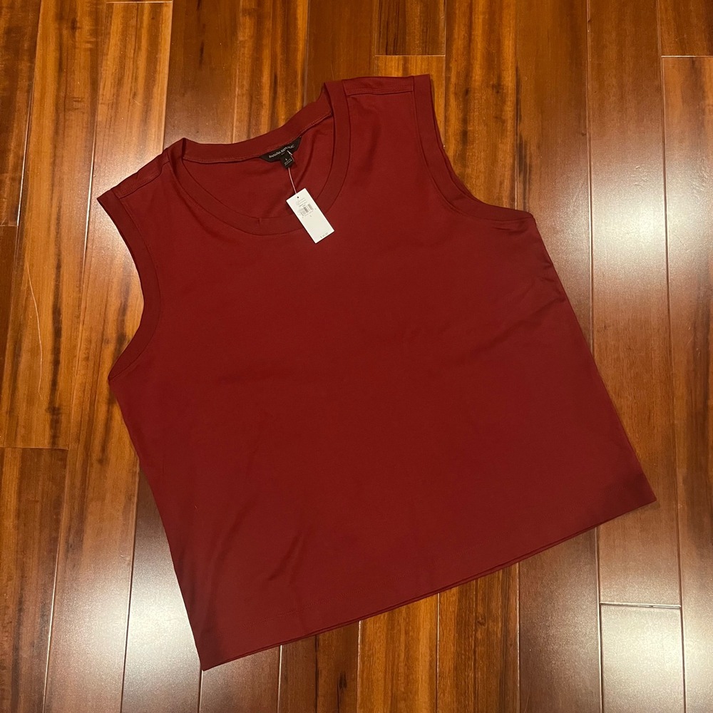 Banana Republic Muscle Tank Top Sleeveless Burgundy Red Cotton New Size Large